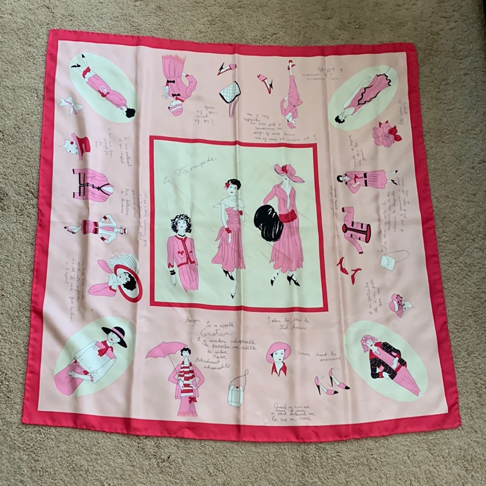 Vintage 90’s chic women silk scarf in pink